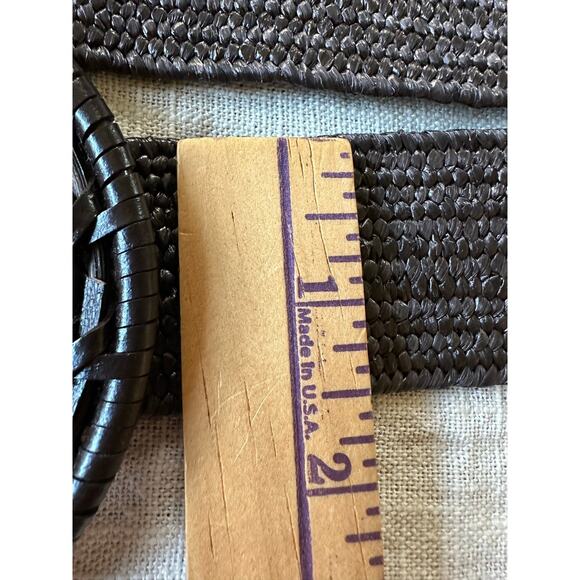 J.mclaughlin Popie Grassclot Belt dark brown woven rattan wicker preppy 34” main image 7